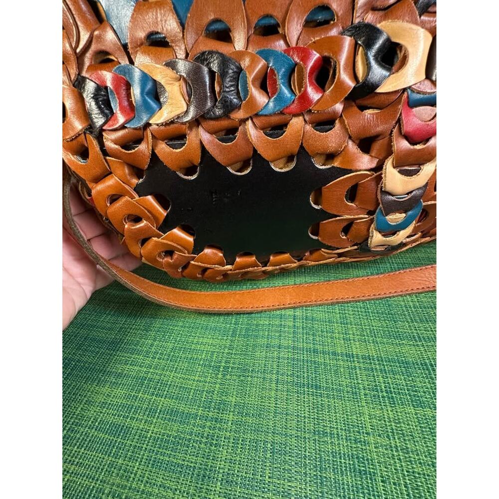 Patricia Nash Pisticci Turquoise Multi-Color Chain Leather Bag - Picture 3 of 9